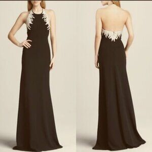Carmen Marc Valvo Evening Gown, NWOT, Size 10, Black with Gold Embellishment